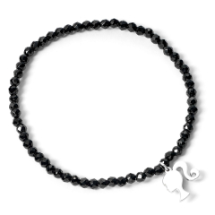Barbie Sterling Silver Silhouette & Black Onyx Bead Bracelet