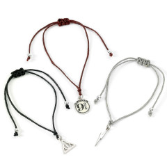 Harry Potter Platform 9 3/4,Lightning Bolt & Deathly Hallows Friendship Bracelet Set HPFB0450