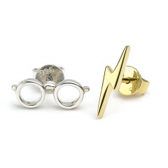 Official Harry Potter Sterling Silver Lightning Bolt and glasses stud earrings